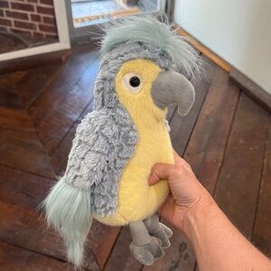 Plush Parrot Toy in Yellow and Gray